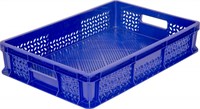 Ящик п/э 600х400х120 перфорированный, с ручками цв. синий (704.01.01)