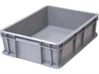 Ящик п/э 400х300х120 сплошной, с внешней ручкой цв. серый (701.03.02)