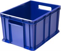 Ящик п/э 400х300х230 сплошной, с ручками цв. синий (703.03.01)