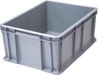 Ящик п/э 400х300х180 сплошной, с внешней ручкой цв. серый (702.03.02)