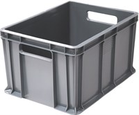 Ящик п/э 400х300х230 сплошной, с ручками цв. серый (703.03.01)