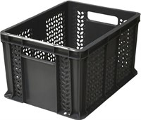 Ящик п/э 400х300х230 перфорированный, с ручками цв. чёрный (703.01.01)