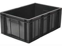 Ящик п/э мясной 600х400х250 сплошной черный с закрытыми ручками (204.02)