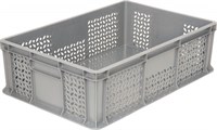 Ящик п/э 600*400*180 мм дно сплош.стенки перф.без ручек серый (706.02.02)