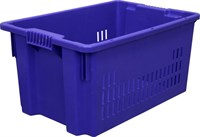 Ящик п/э 600х400х300 дно сплошное, стенки перфорированные цв. синий (602)