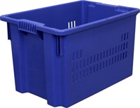Ящик п/э 600х400х350 дно сплошное, стенки перфорированные цв. синий (604)
