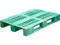 Паллет п/э 1200х800х150 перфорированный усиленный (версия 2), на 3-х полозьях цв. зеленый (TR 1208-3-2 зеленый)