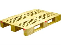 Паллет п/э 1200х800х150 перфорированный усиленный (версия 2), на 3-х полозьях цв. желтый (TR 1208-3-2 желтый)