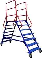 Передвижная мобильная лестница с двумя лестничными маршами ЛР 6.2 (6 ступеней 2 марша) 160-ср