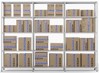 Стеллаж трехсекционный для ПВЗ Озон МС, 2200х3000х400 мм, 15 полок