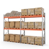 Две секции стеллажа металлического паллетного 2500х2700х1100 мм (100.1.5). Ярусы: пол+2