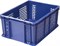Ящик п/э 400х300х180 дно сплошное, стенки перфорированные, с внешней ручкой цв. синий (702.02.02) - фото 42731