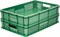 Ящик п/э 600х400х120 мороз. дно сплошное, стенки перфорированные, с ручками цв. зелёный (704.02.01 м) - фото 43474
