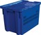 Ящик п/э 600х400х400 мороз. дно сплошное, стенки перфорированные, с крышкой цв. синий (606-1 м) - фото 43836