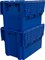 Ящик п/э 600х400х400 мороз. дно сплошное, стенки перфорированные, с крышкой цв. синий (606-1 м) - фото 43838